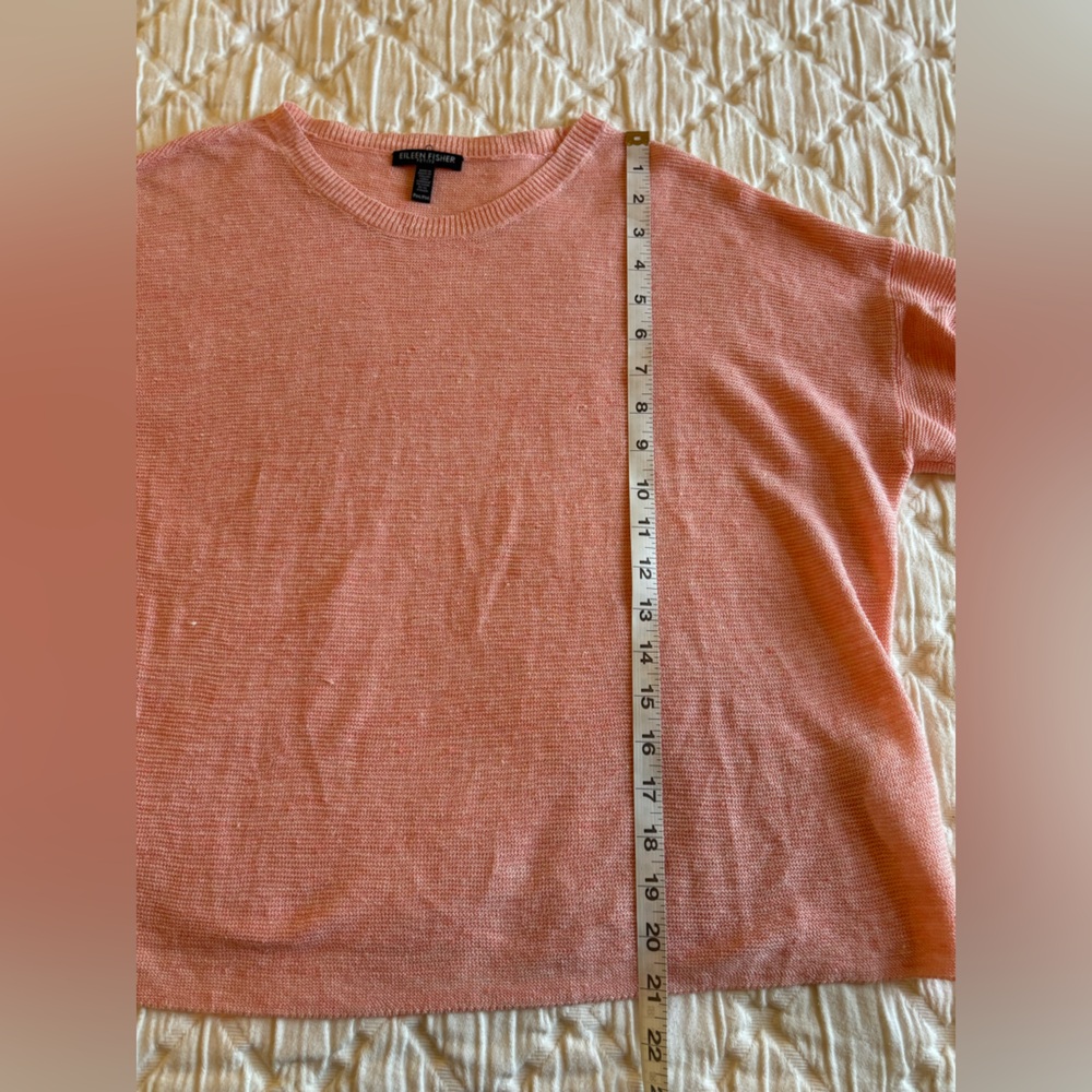 Eileen‎ Fisher Organic Linen Melange Round Neck Top Pink  Sz PM - Picture 6 of 6